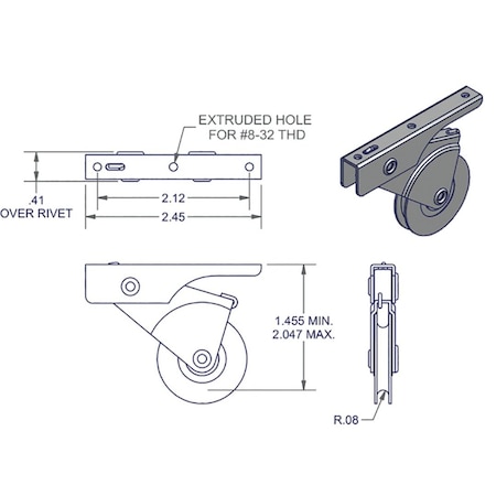 Strybuc SCREEN ROLLER W/O SPACER 10-452SS